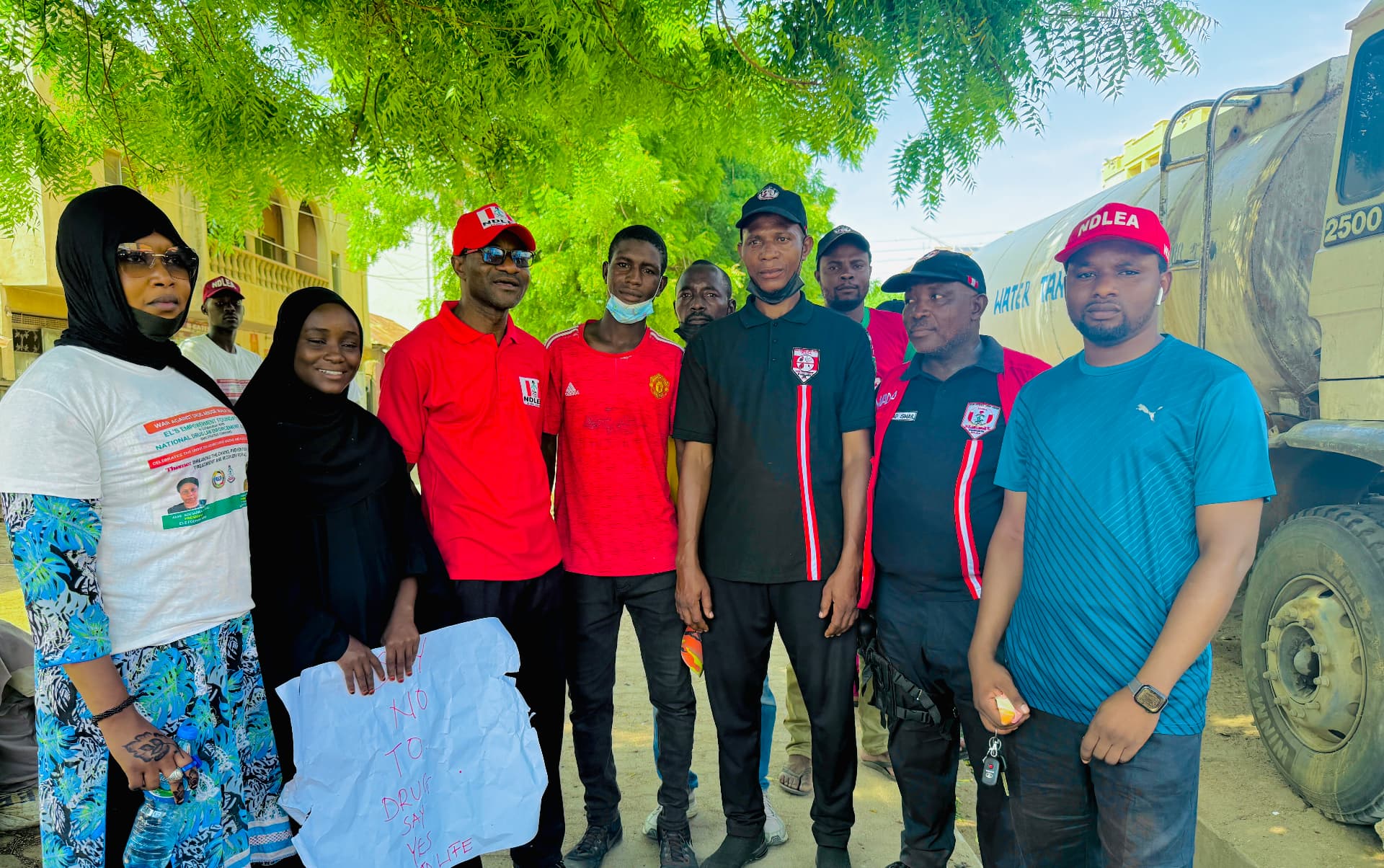 WADA Kano State Command officers with NDLEA partners at a community sensitization outreach